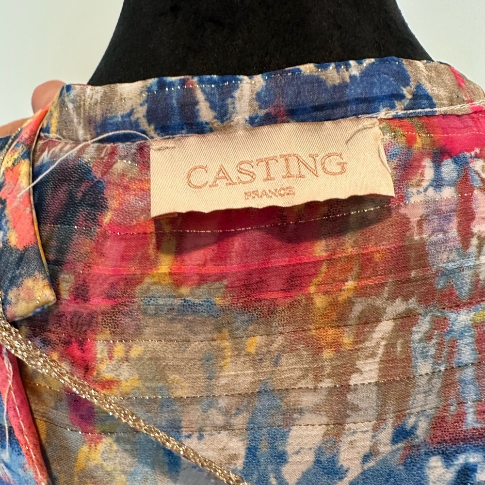 Colorful Women's Blouse with Tie-Dye Pattern - Picture 6 of 6